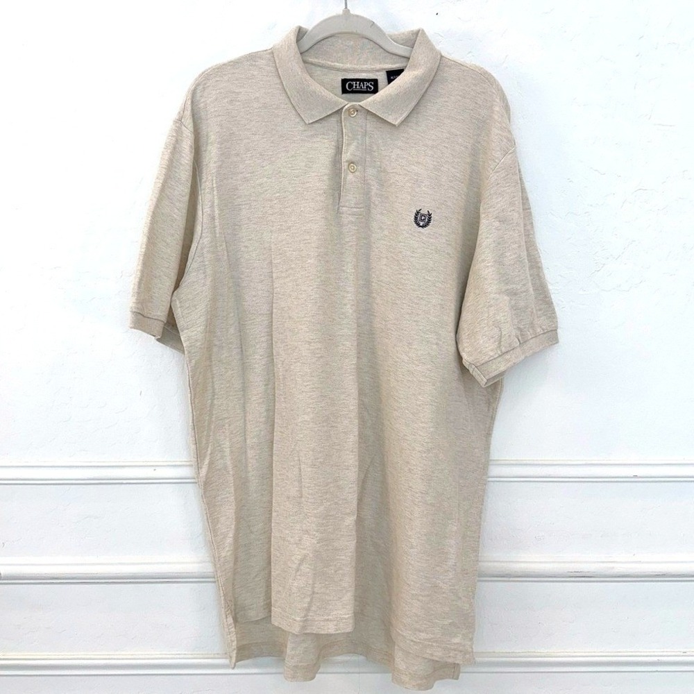 Chaps‎ Polo Shirt Men XLT Tan Pique Short Sleeve Golf Preppy Minimalist Business